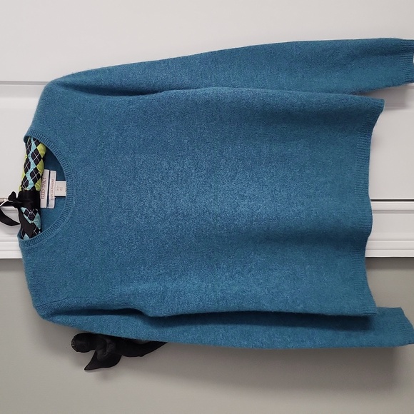 Ellen Tracy Sweaters - Ellen Tracy 100% Cashmere Crewneck Sweater - Heathered Turquoise Blue - S